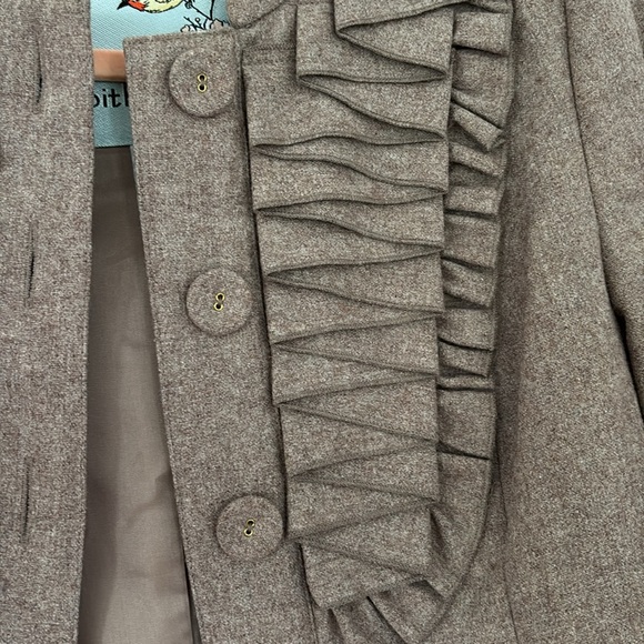 TABITHA by ANTHROPOLOGIE camel brown wool military style cropped blazer Size 0 - Picture 5 of 7